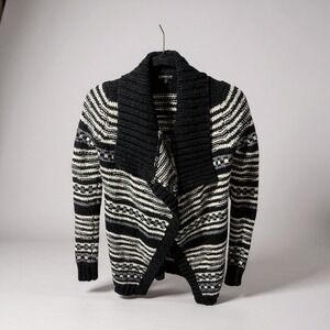 EXPRESS Women's Black White Striped Shawl Collar Cardigan Sweater XS
